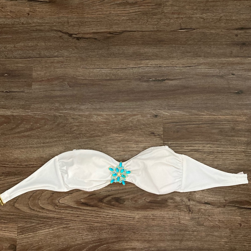 Victoria Secret white strapless bathing suit top L